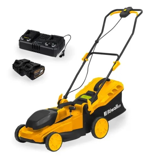Riwall PRO RALM 4020i SET akkus fűnyíró 2 x 20 V + 2x 4 Ah akkumulátor + dupla gyorstöltő 4,5 A