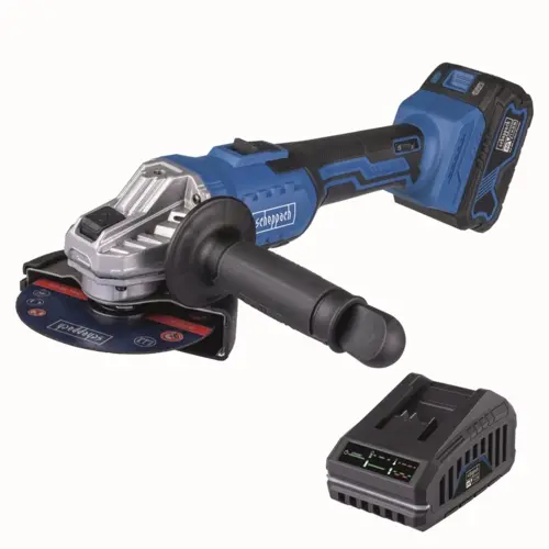 Scheppach C-AG125-X - L SET akkus 20 V-os IXES sarokcsiszoló (4Ah akkuval és 2,4A töltővel)