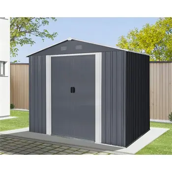 Riwall PRO RMSA 6x8 antracit fém kerti tároló 2,4 x 1,7 m nyeregtetővel (antracit)