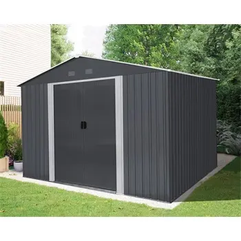 Riwall PRO RMSA 8x10 antracit fém kerti tároló 3 x 2,4 m nyeregtetővel (antracit)