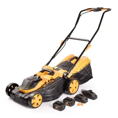 Riwall PRO RALM 3820 set - akkus fűnyíró 20V s szénkefe nélküli motorral (2 db 4Ah akkuval és töltővel) 