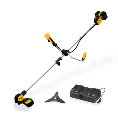 Riwall PRO RABC 2620i SET akkus bozótvágó 2 x 20 V + 2x 4 Ah akkumulátor + dupla gyorstöltő 4,5 A