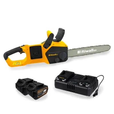 Riwall PRO RACS 4020i SET akkus láncfűrész 2 x 20 V + 2x 4 Ah akkumulátor + dupla gyorstöltő 4,5 A