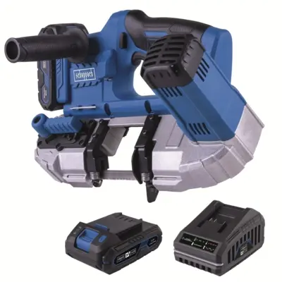 Scheppach C-MBS635-X-SET S 20 V IXES akkus fémdaraboló szalagfűrész (2Ah akkuval és 2,4A töltővel)